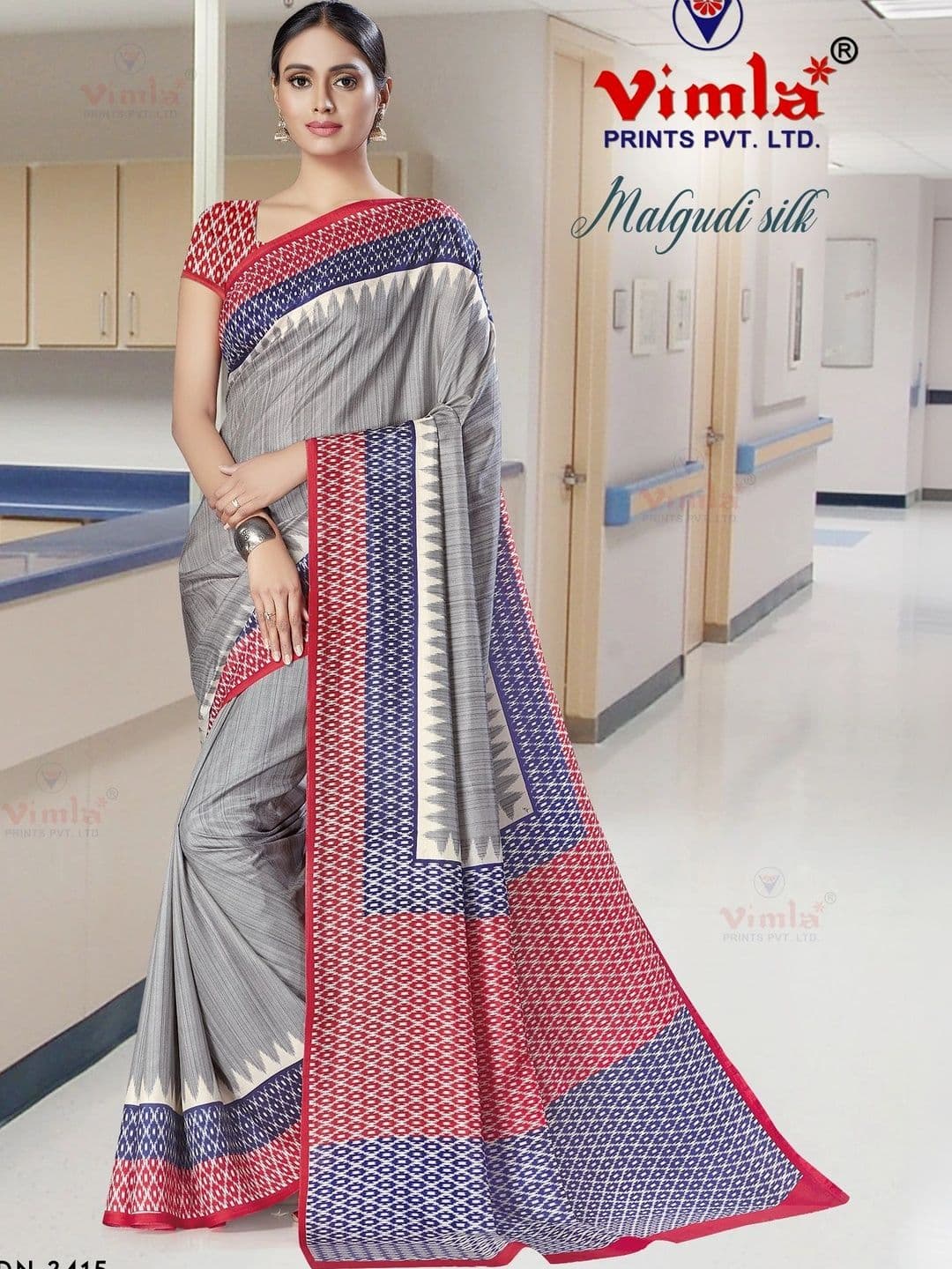 Novus Knitting Satin Saree - view 1