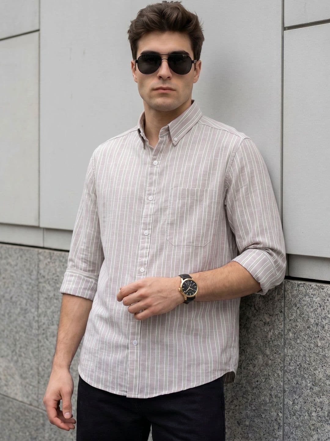 Kuons Avenue Men Classic Striped Casual Shirt - view 1
