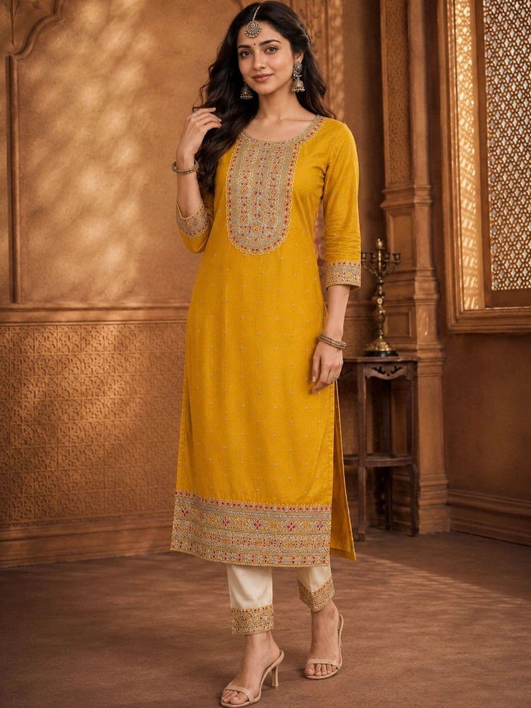 HOUSE OF SETHIA Women Embroidered Thread Work Kurta - view 1
