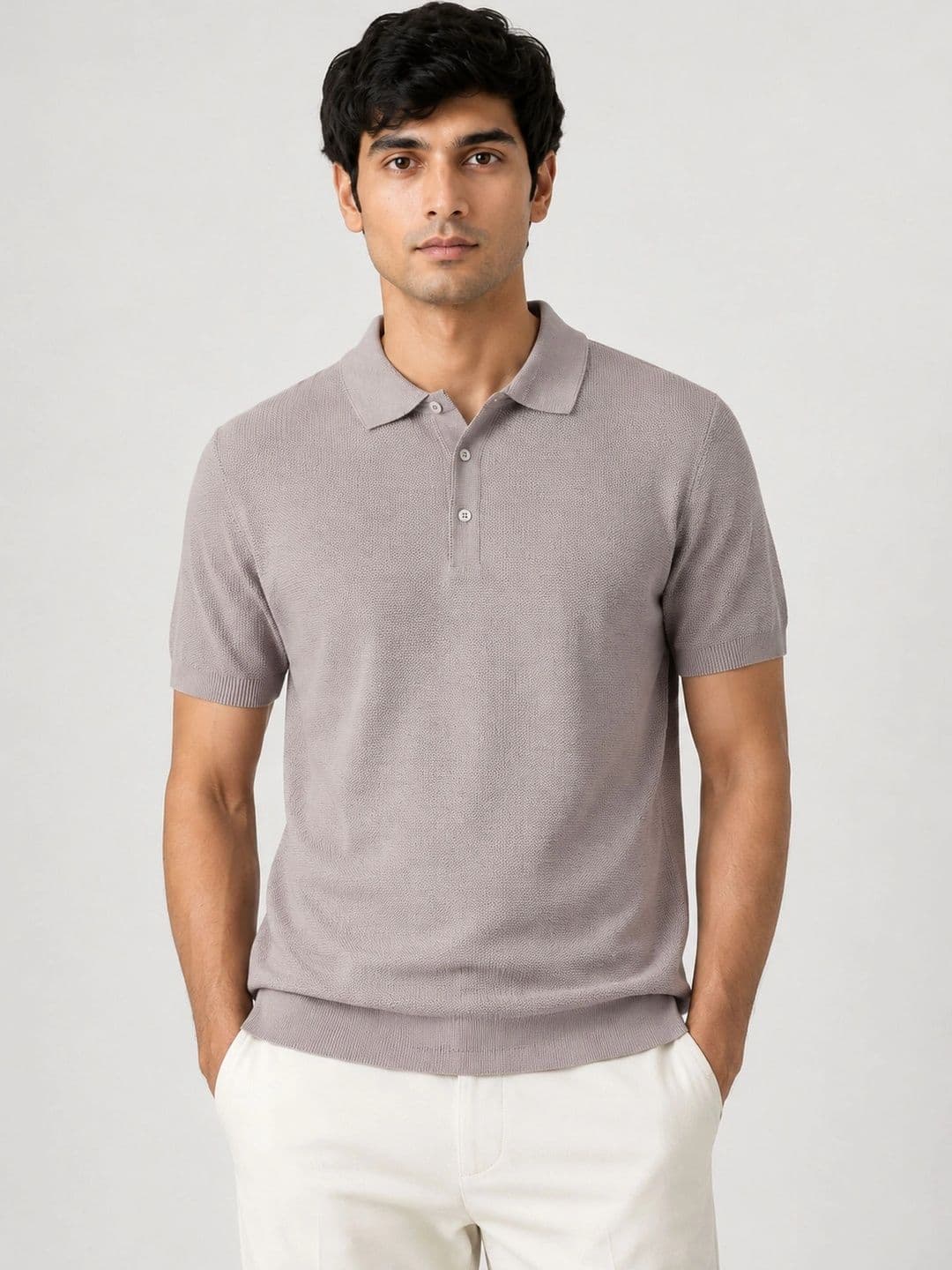 Monk Mode Men Polo Collar Pure Cotton T-shirt - view 1