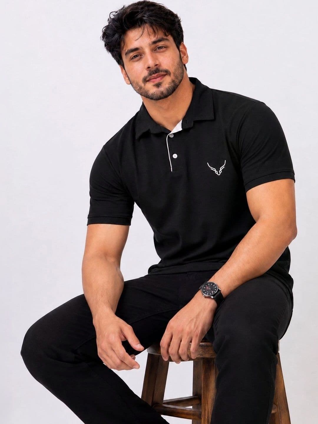 AVRIE Men Brand Logo Polo Collar T-shirt - view 1