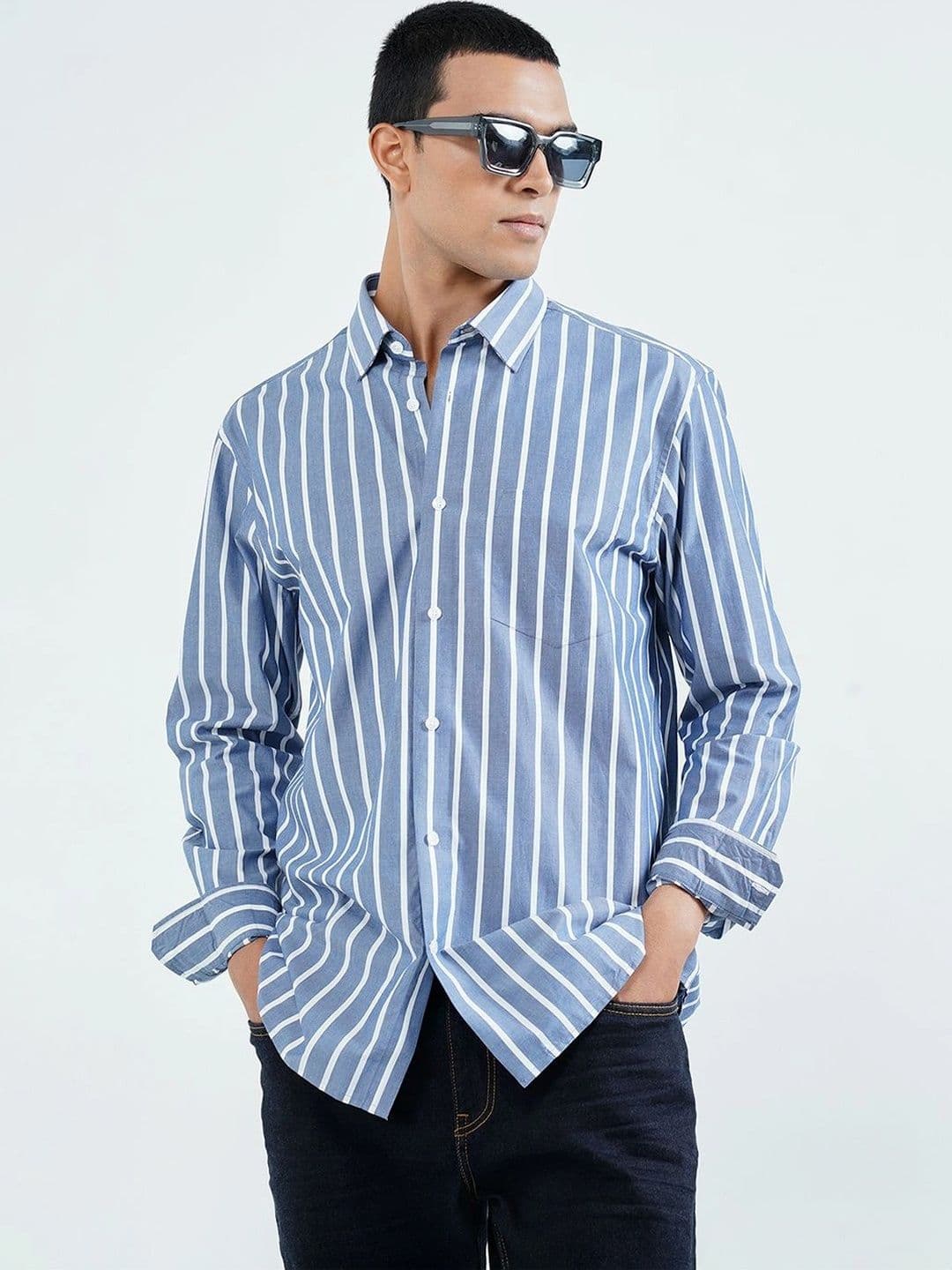 Peregrine by Pantaloons Men Striped Casual Shirt - view 1
