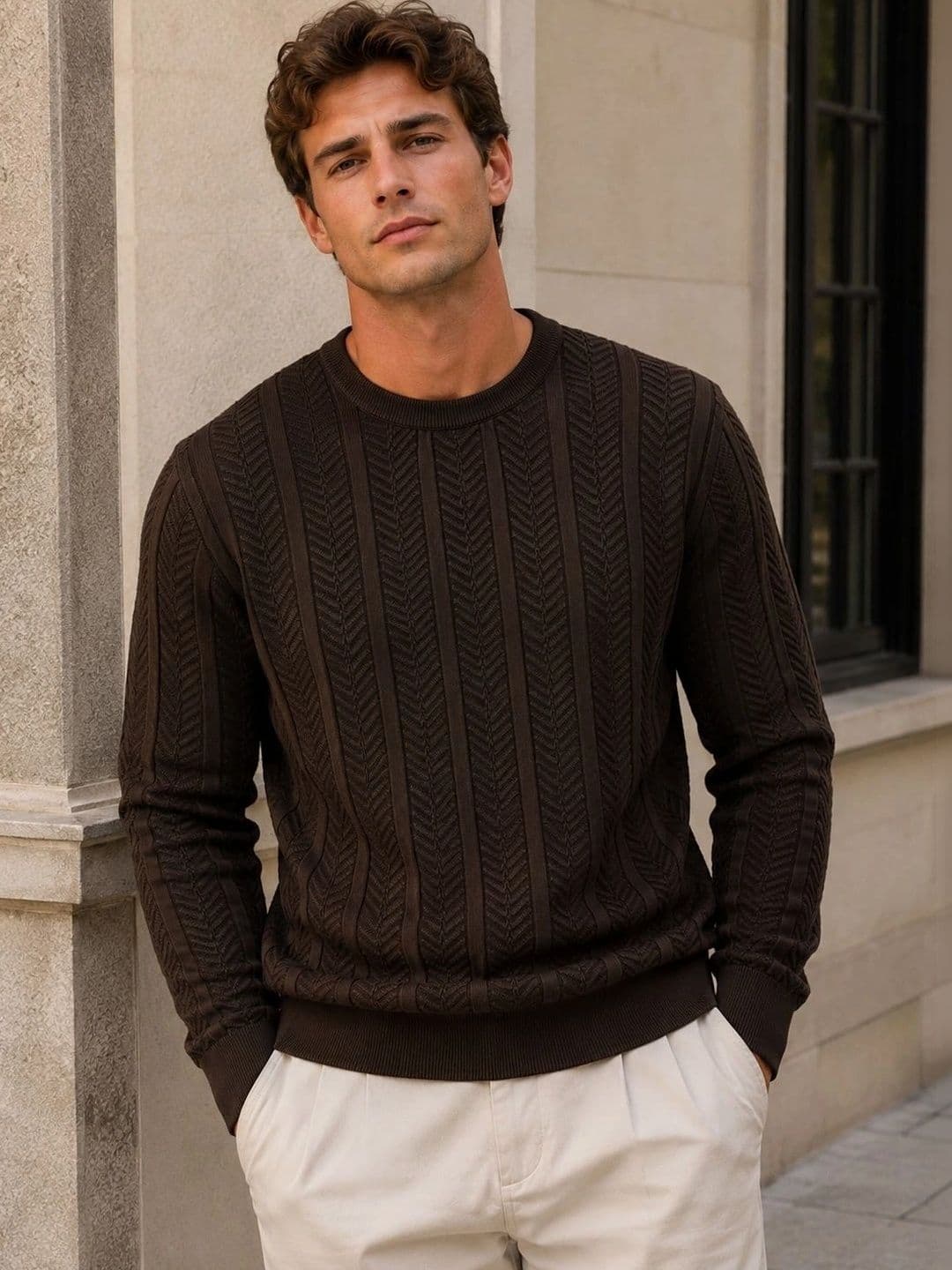 Moda Rapido Men Cable Knit Woollen Pullover - view 1