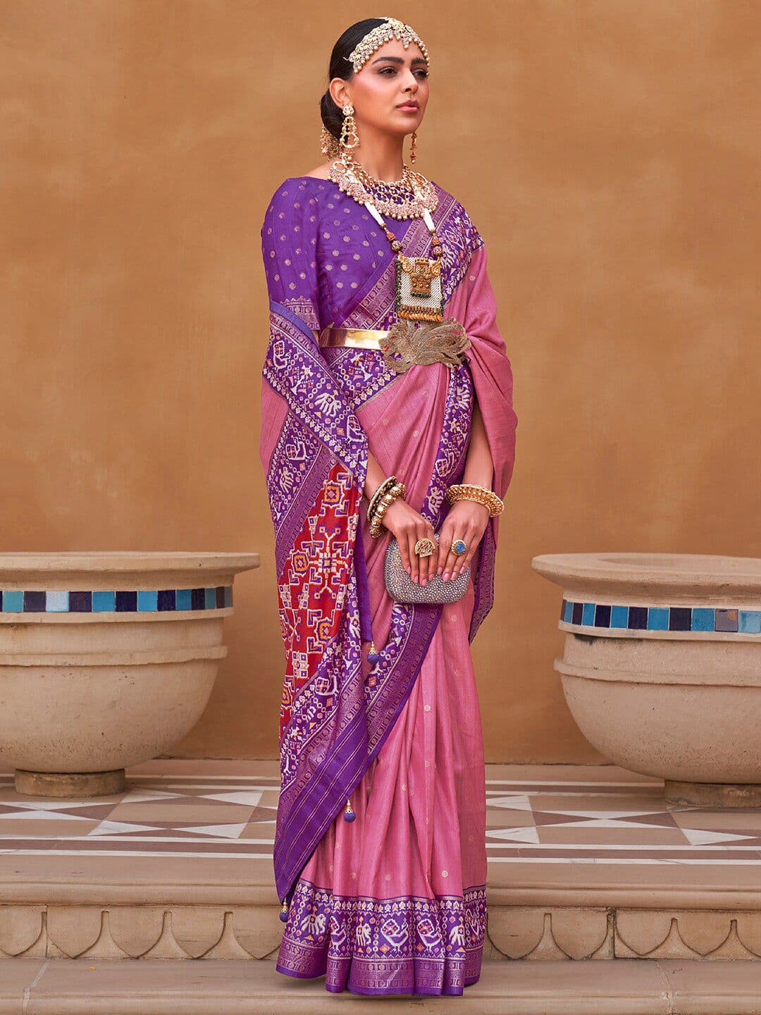Anouk Ethnic Motifs Woven Design Zari Patola Saree - view 1
