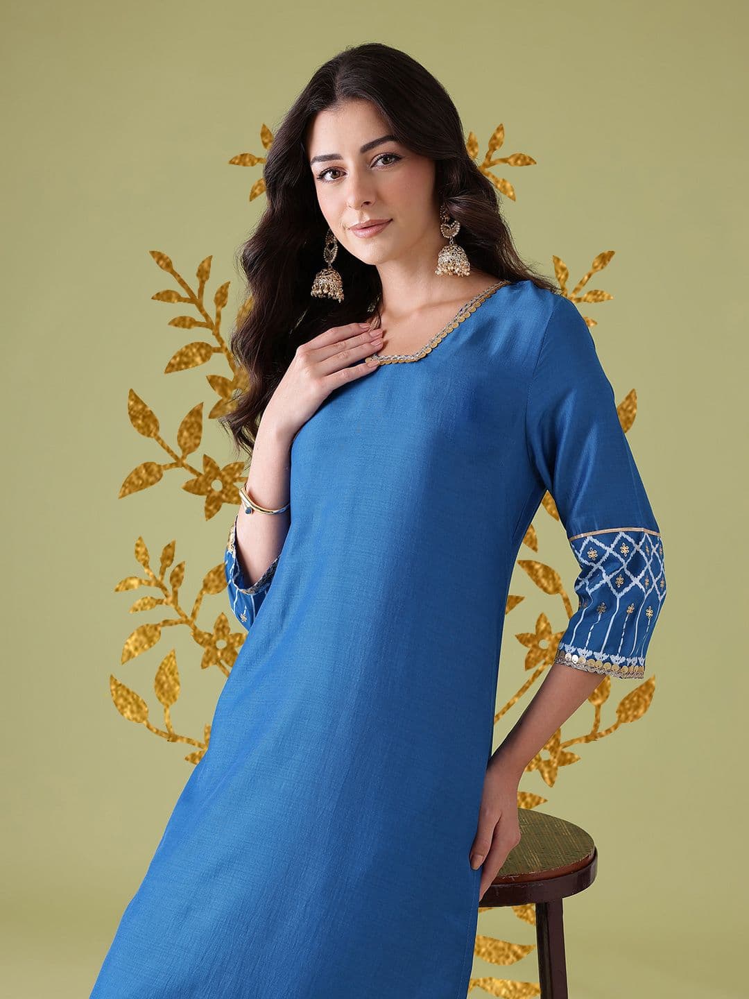 Anouk Gotta Patti Sequined Detail Square Neck Kurta - view 1