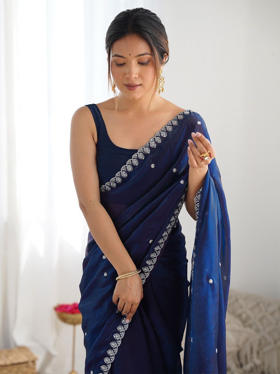 Anouk Embellished Sequinned Tissue Designer Saree - view 1