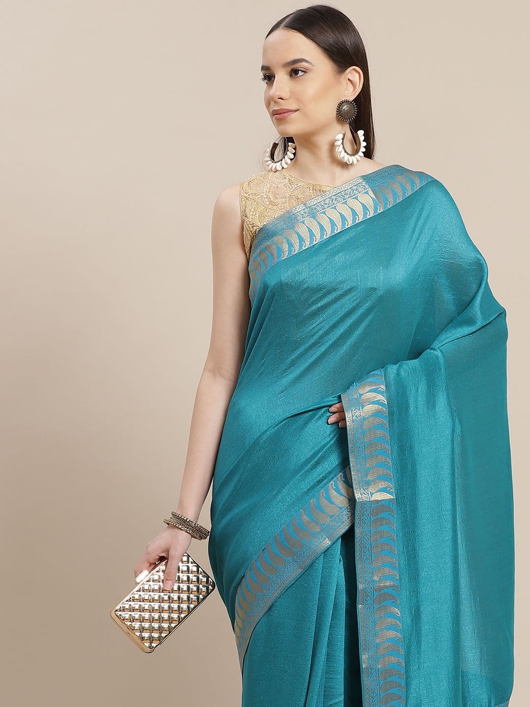 Anouk Blue Banarasi Saree - view 1