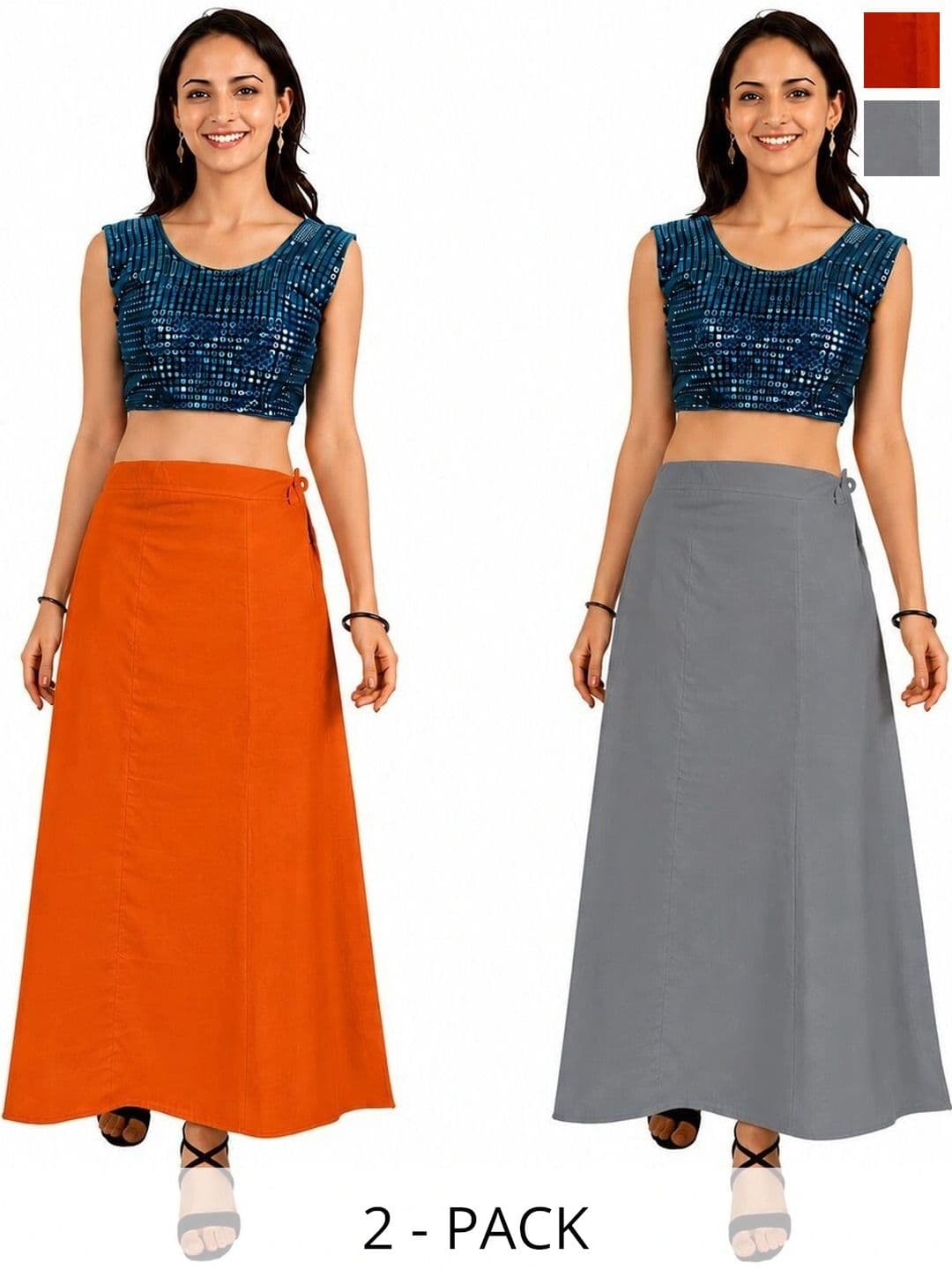 Preeti Creations Pack Of 2 Pure Cotton Saree Shapewear - view 1
