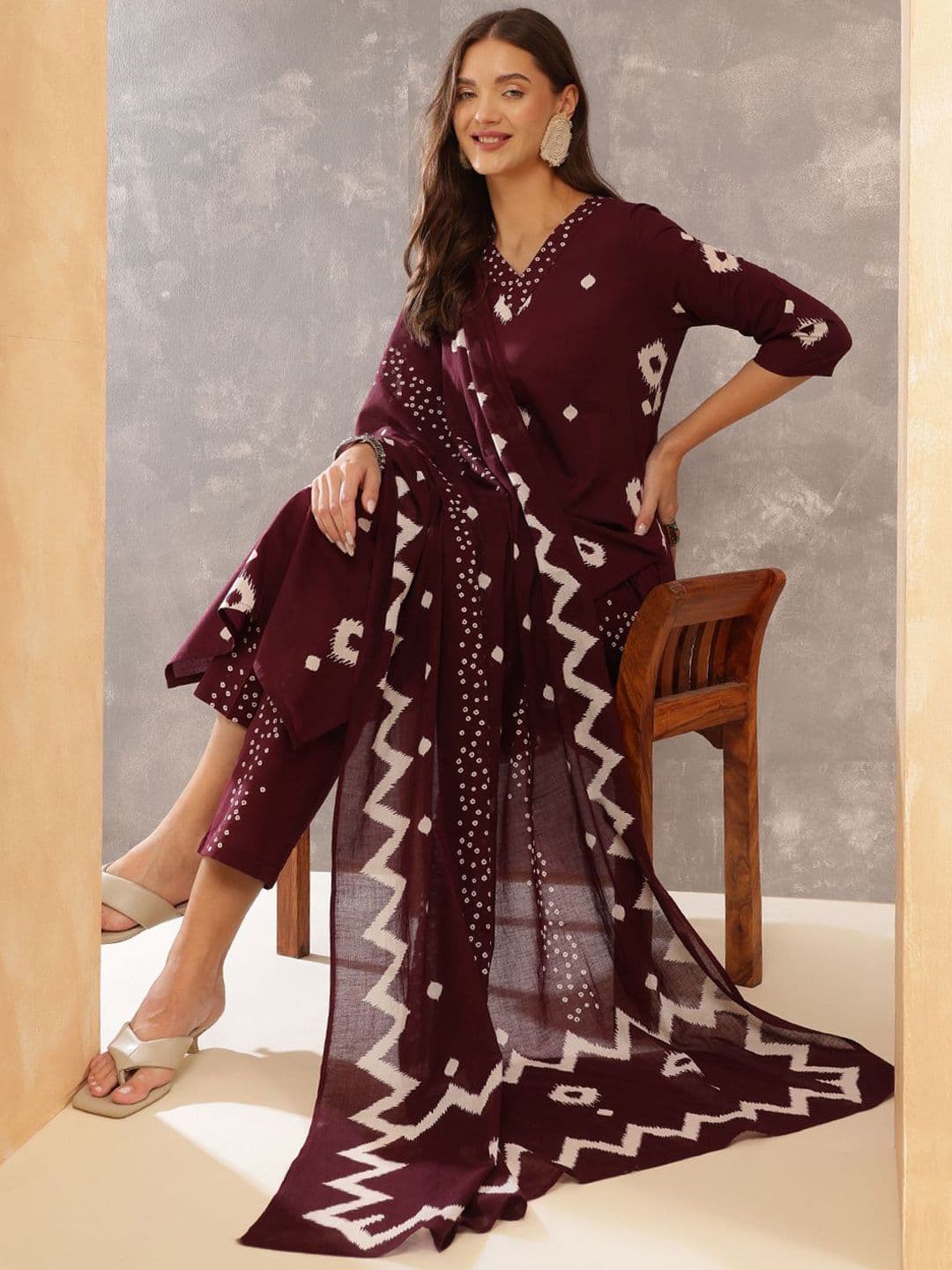 Anouk Women Printed Regular Pure Cotton Kurta With Trousers & Dupatta - view 1