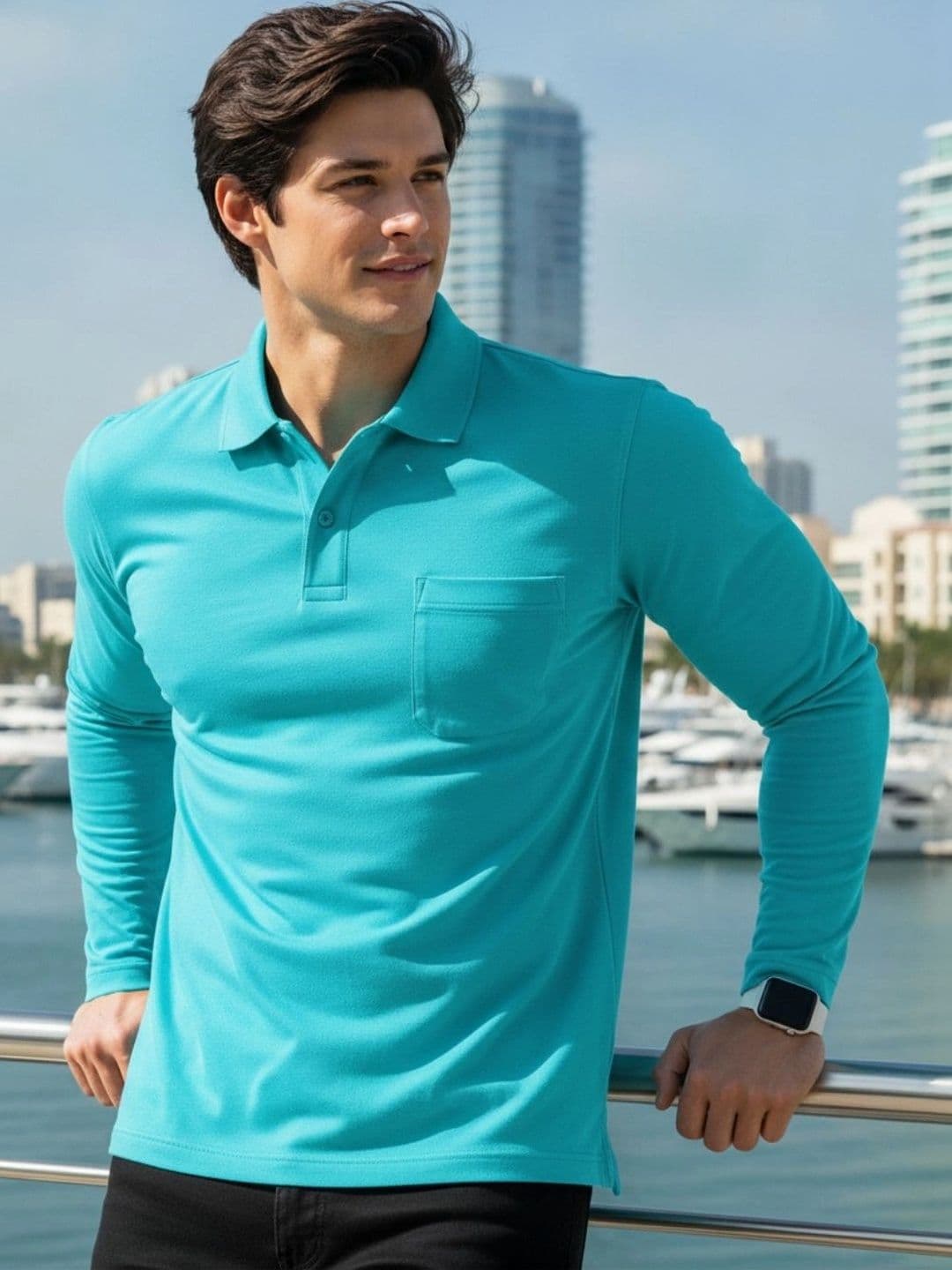 SAIKSA FASHION Men Polo Collar Pockets T-shirt - view 1