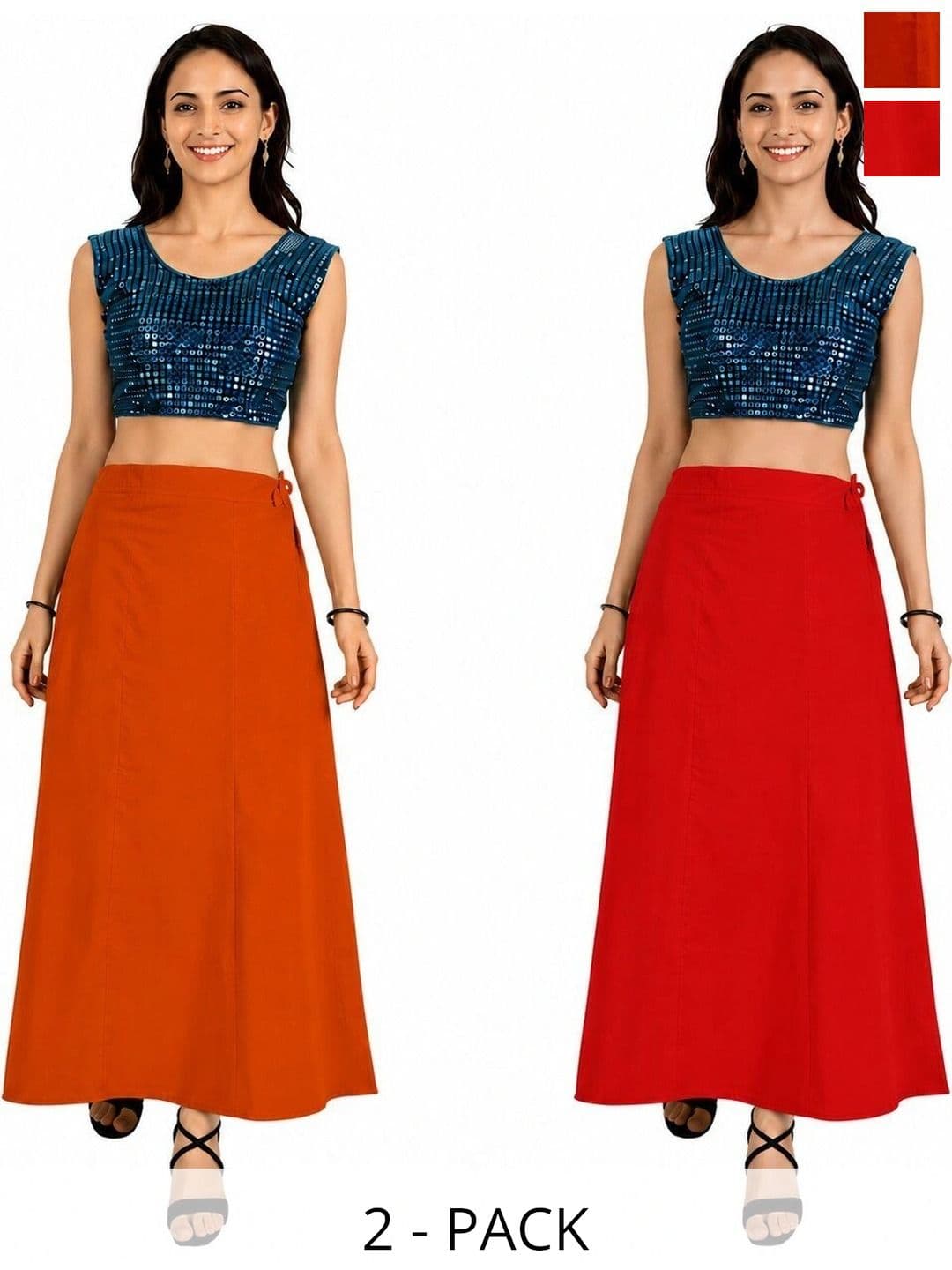 Preeti Creations Pack Of 2 Pure Cotton Saree Shapewear - view 1