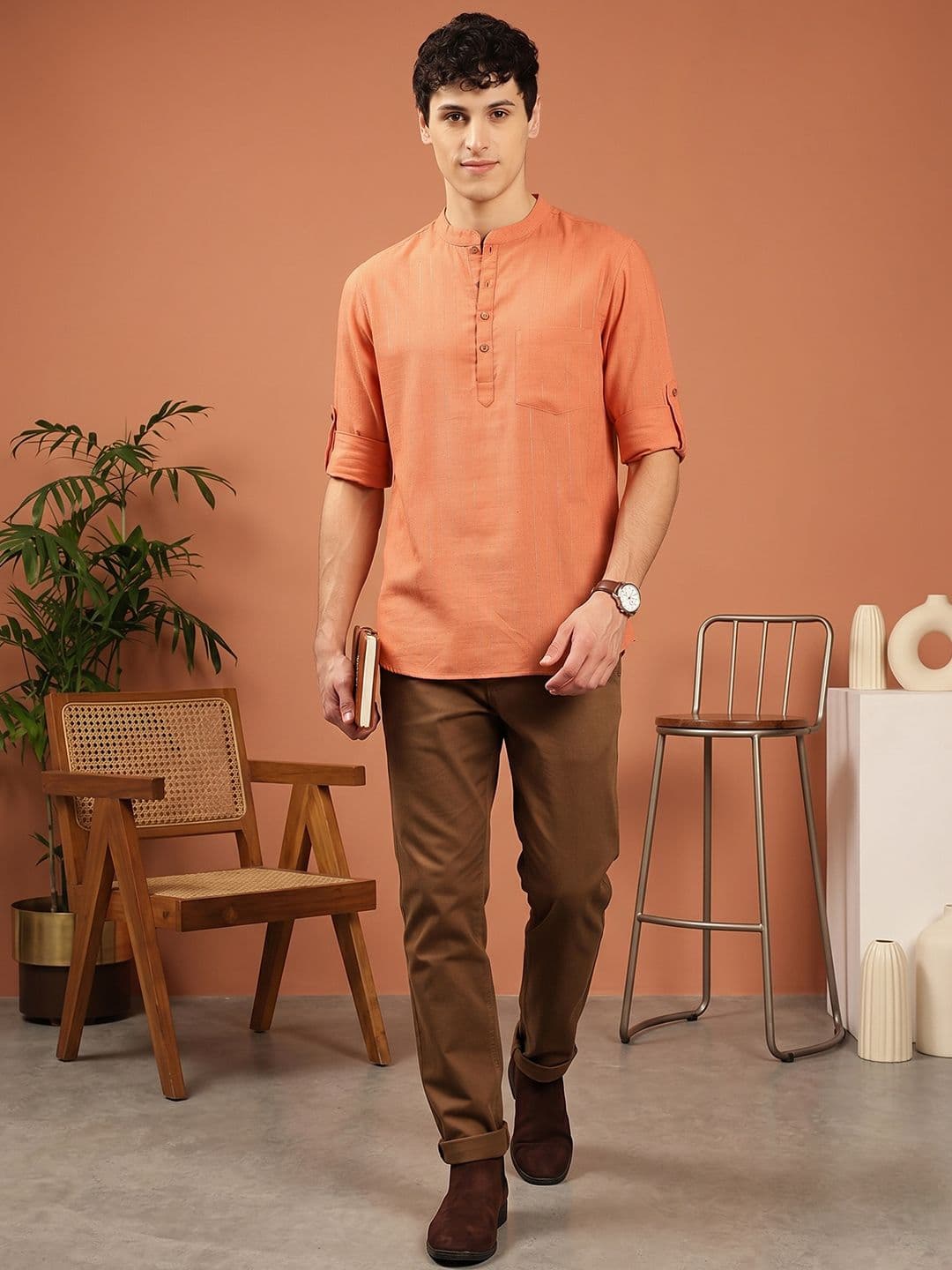 Anouk Mandarin collar Pathani Short Kurta - view 1