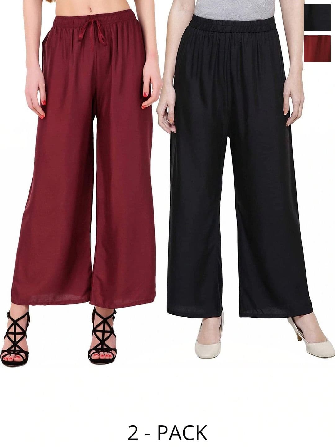 PINOVO Pack Of 2 Cotton Mid-Rise Palazzos - view 1