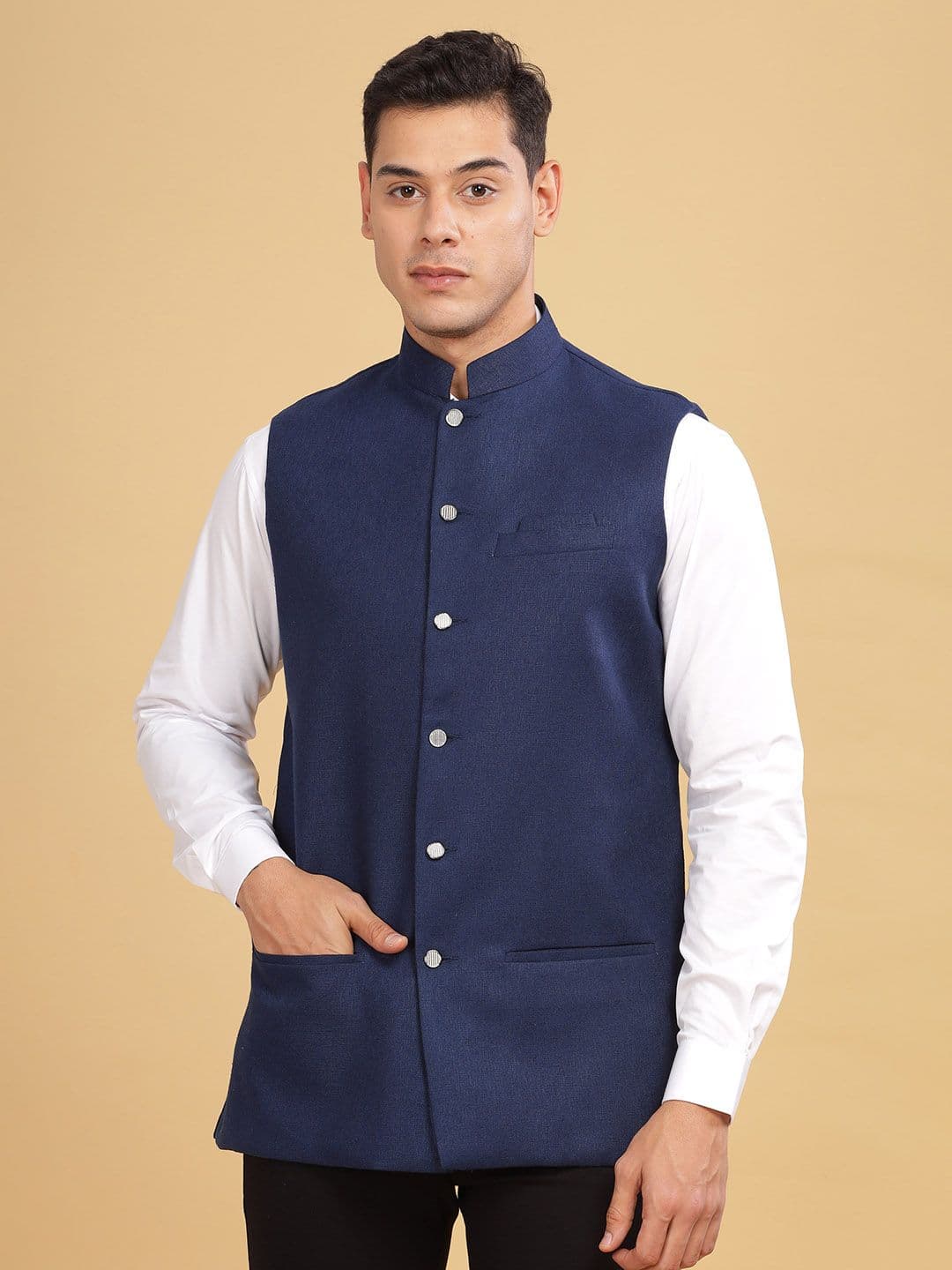 Anouk Men Solid Nehru Jacket - view 1