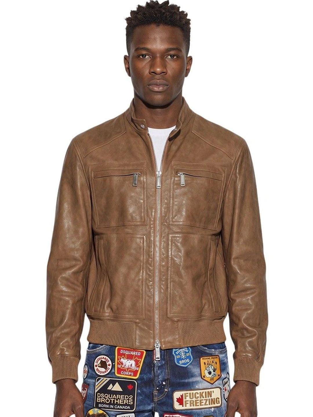 Dsquared2 Brown Mandarin Collar Jacket - view 1