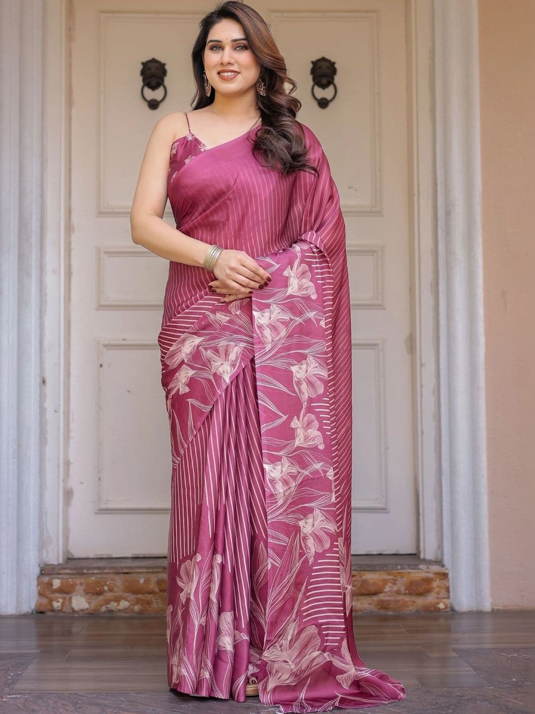 Panzora Floral Poly Georgette Designer Saree - view 1