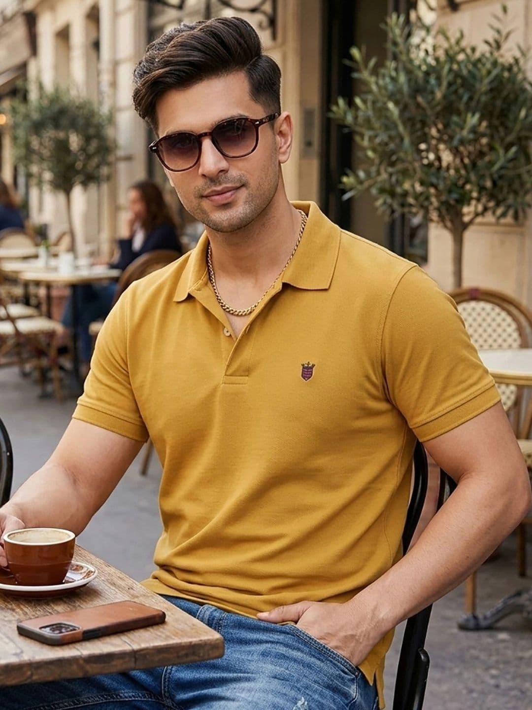 RADYJA Men Brand Logo Polo Collar T-shirt - view 1