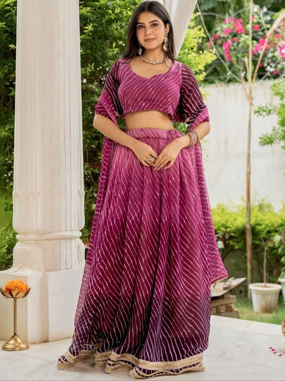 HOUSE OF JAMOTI Printed Ready to Wear Lehenga & Blouse With Dupatta - view 1