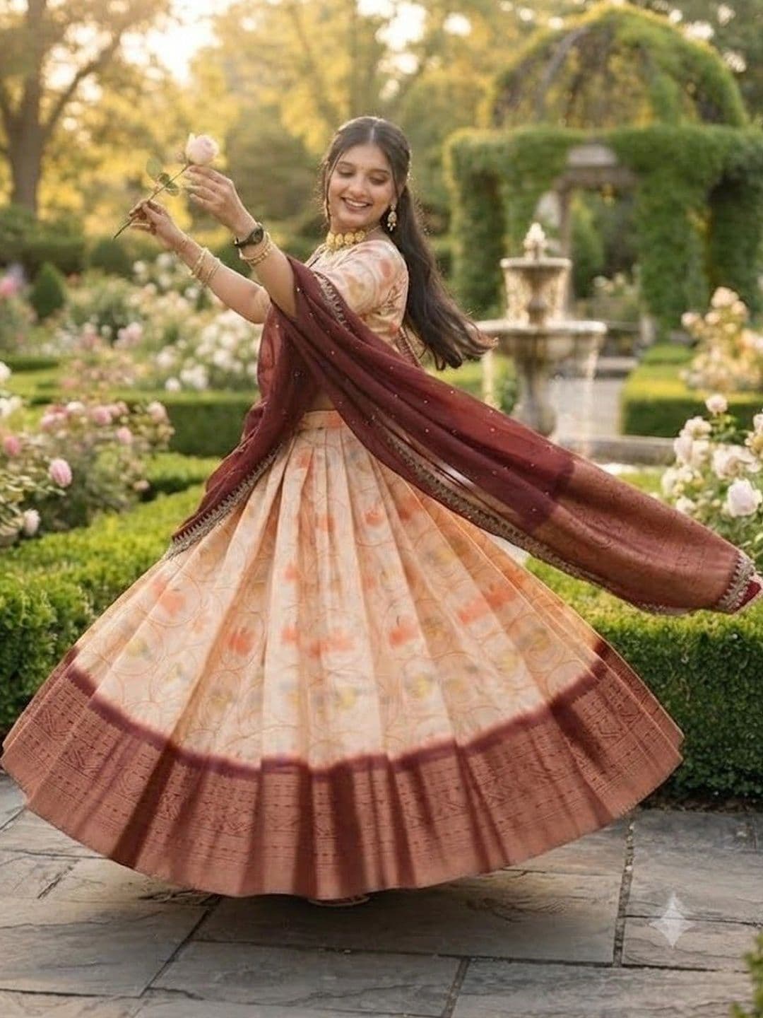 VASTRYN Printed Ready to Wear Lehenga & Blouse With Dupatta - view 1