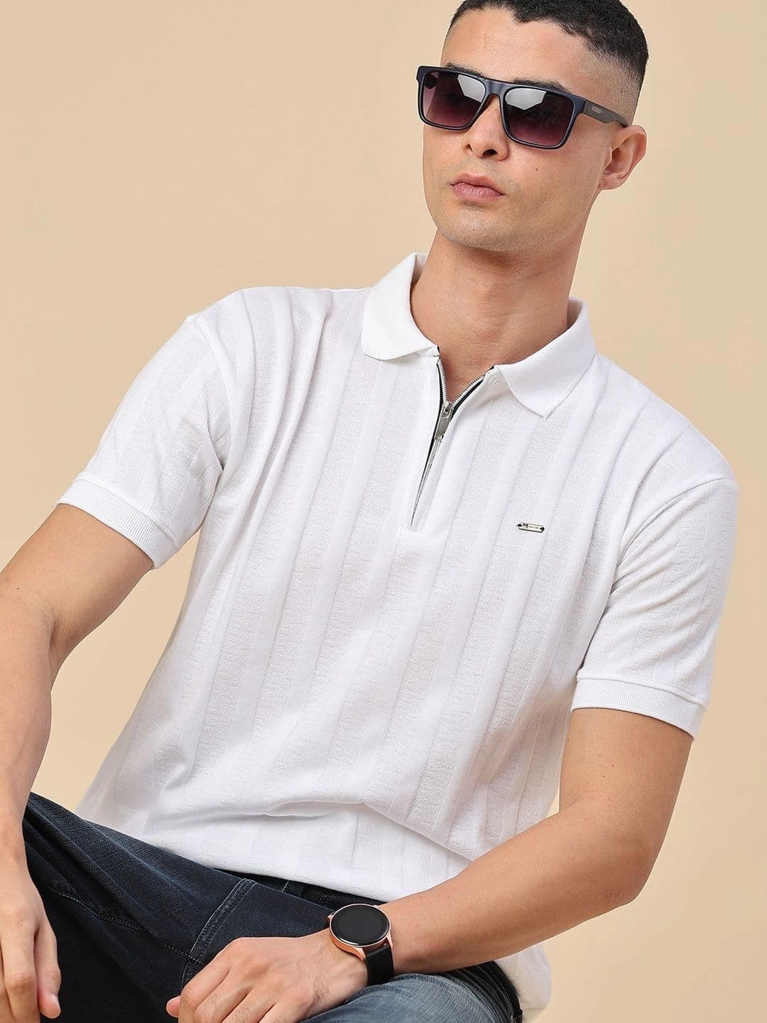 V-Mart Men Polo Collar Slim Fit T-shirt - view 1