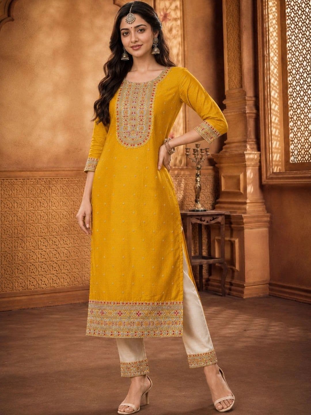 rarethread Women Embellished Thread Work Kurta - view 1