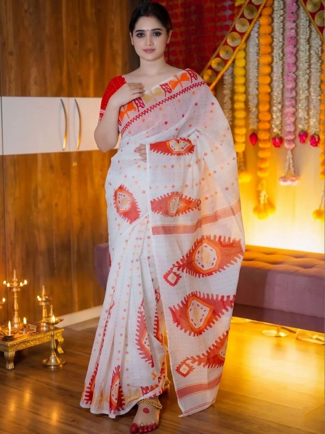 AAVEE Woven Design Zari Pure Linen Designer Saree - view 1