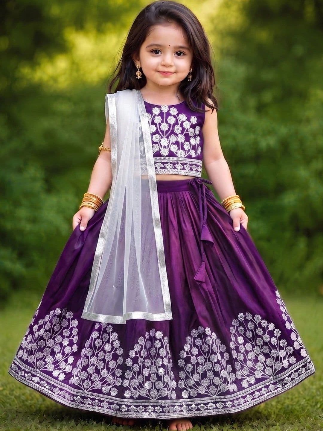 Shoryam Fashion Girls Embroidered Thread Work Ready to Wear Lehenga & Blouse With Dupatta - view 1