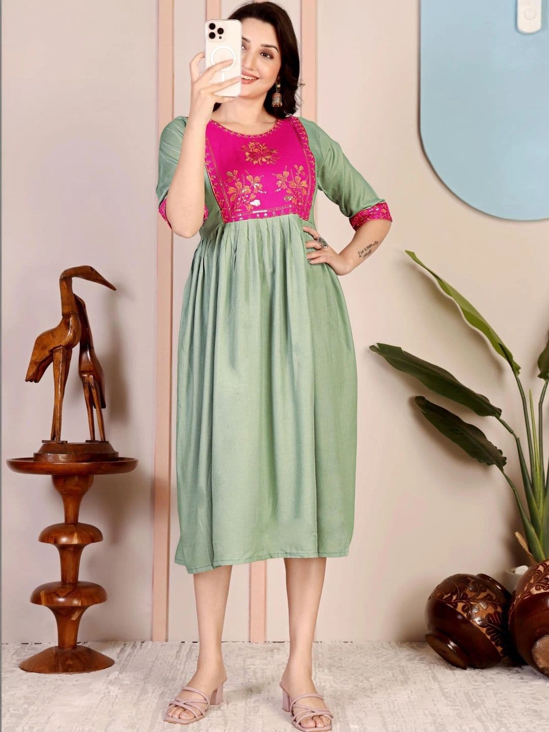 Kalavritta Floral Embroidered A-Line Dress - view 1