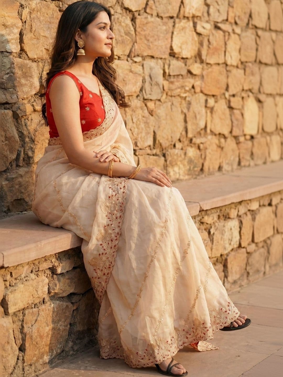 RANGVYRA LIFESTYLE Embroidered Pure Georgette Saree - view 1