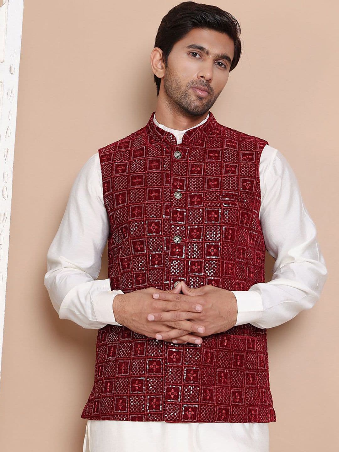 Anouk Sequins Velvet Nehru Jacket - view 1