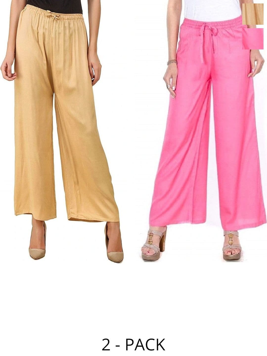 PINOVO Pack Of 2 Cotton Mid-Rise Palazzos - view 1