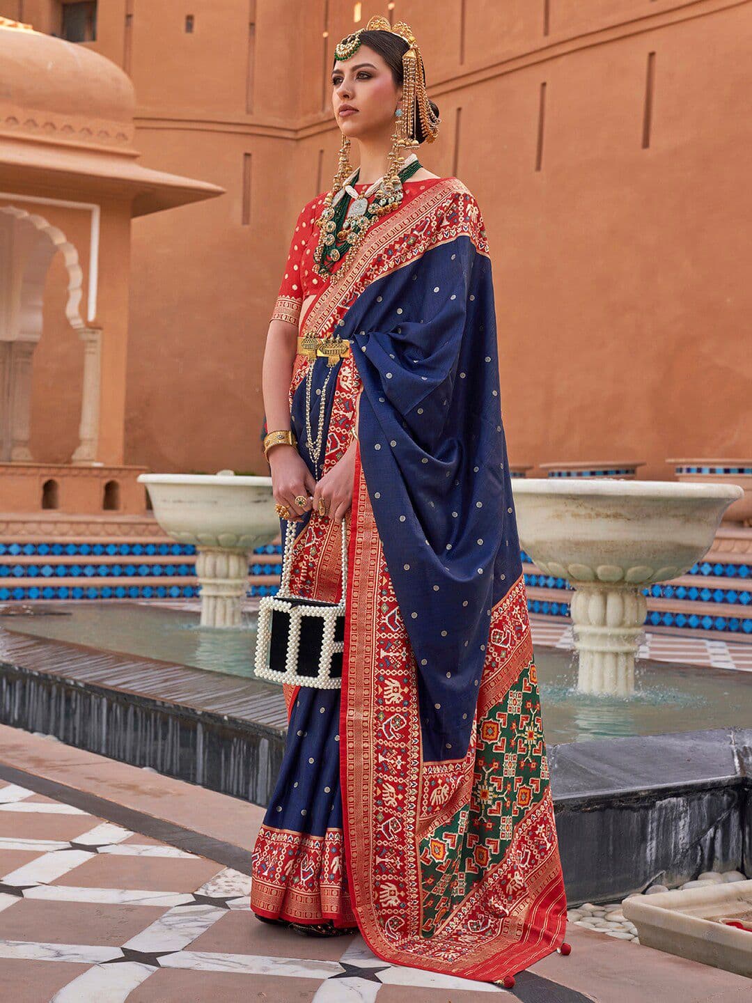 Anouk Polka Dots Woven Design Zari Patola Saree - view 1