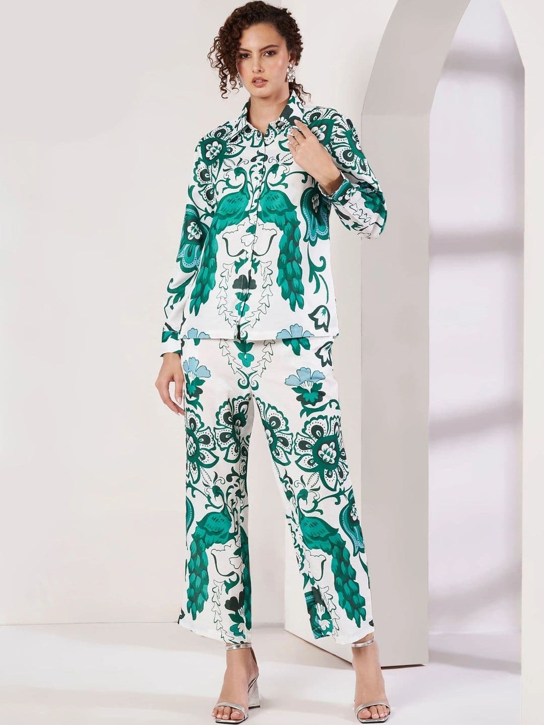 Moda Rapido Tropical Printed Shirt with Palazzos - view 1