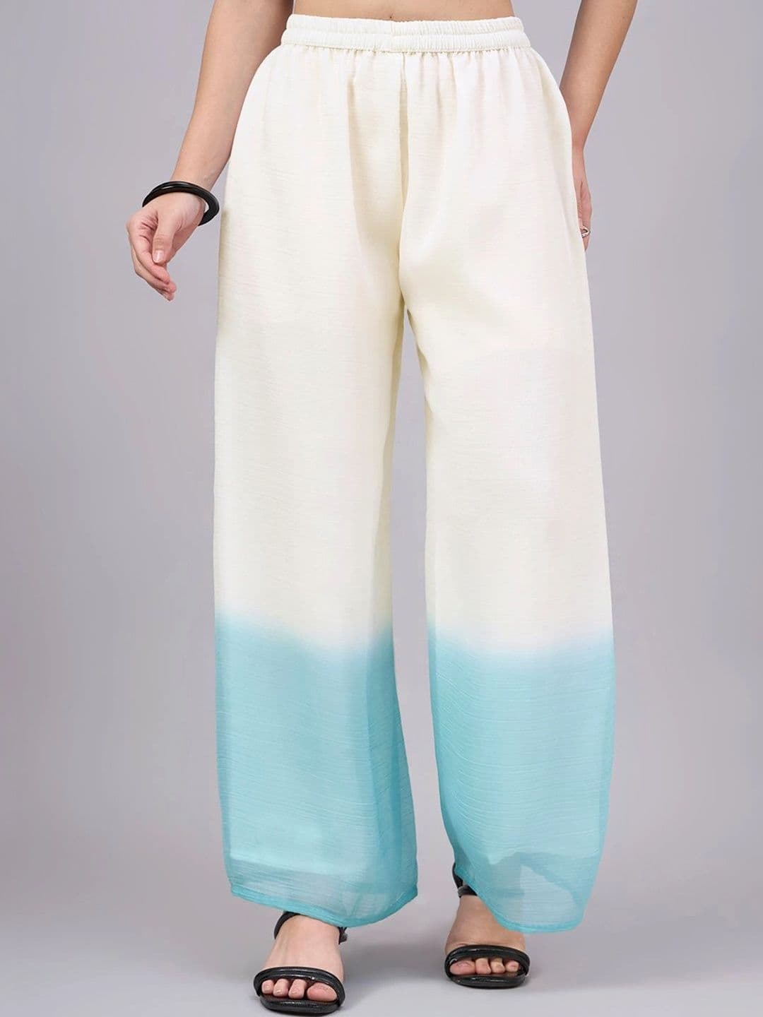 BANJANAN Women Colourblocked Knitted Georgette Ethnic Palazzos - view 1