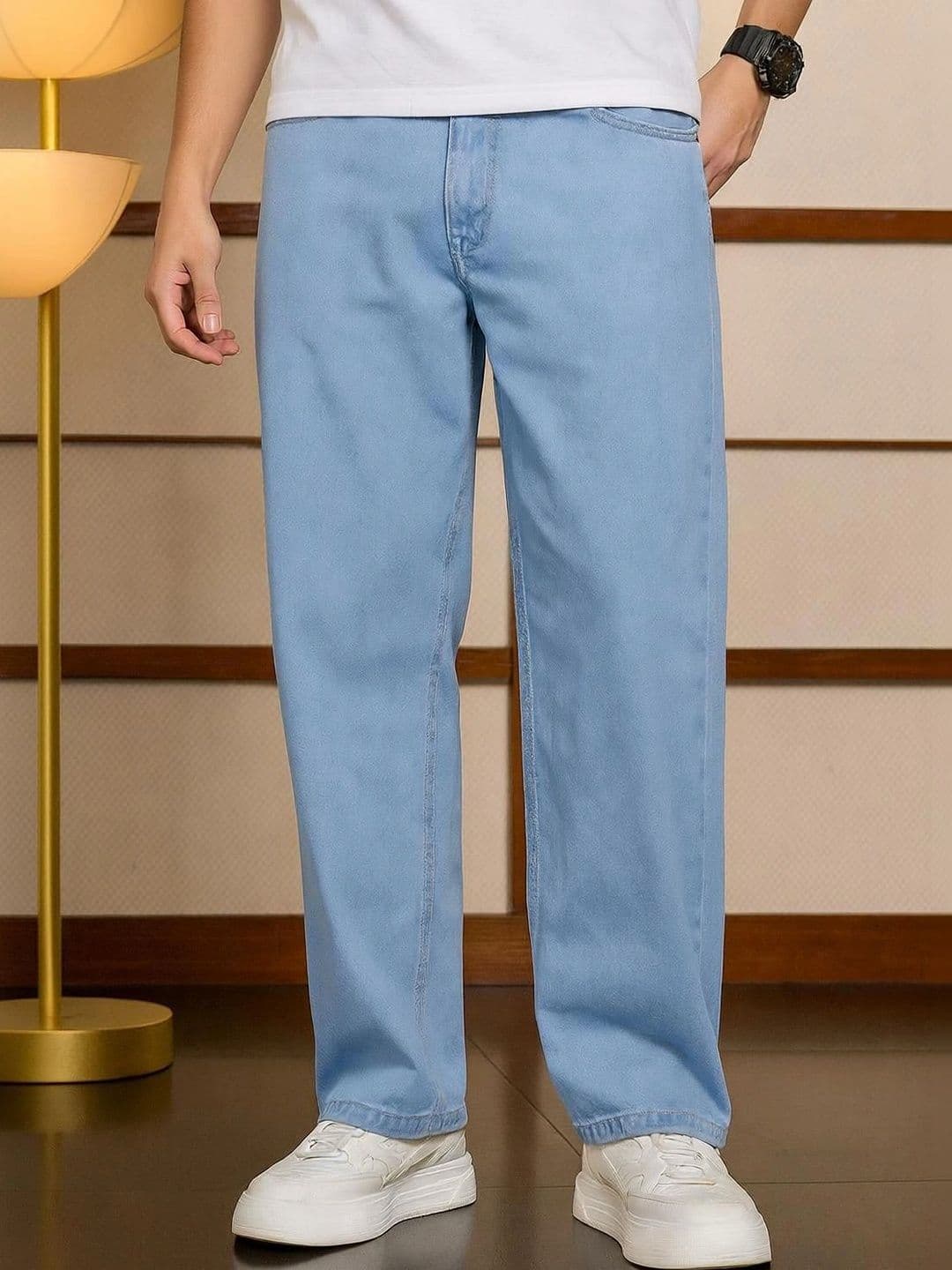 LEVORCE Men Relaxed Fit Mid-Rise Stretchable Jeans - view 1