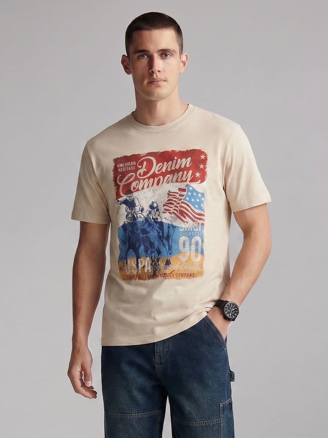 U.S. Polo Assn. Denim Co. Graphic Printed Pure Cotton T-shirt - view 1
