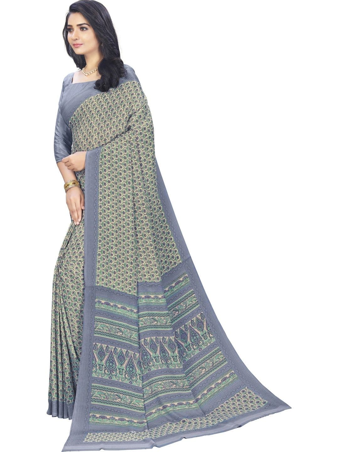 Novus Knitting Satin Fusion Saree - view 1