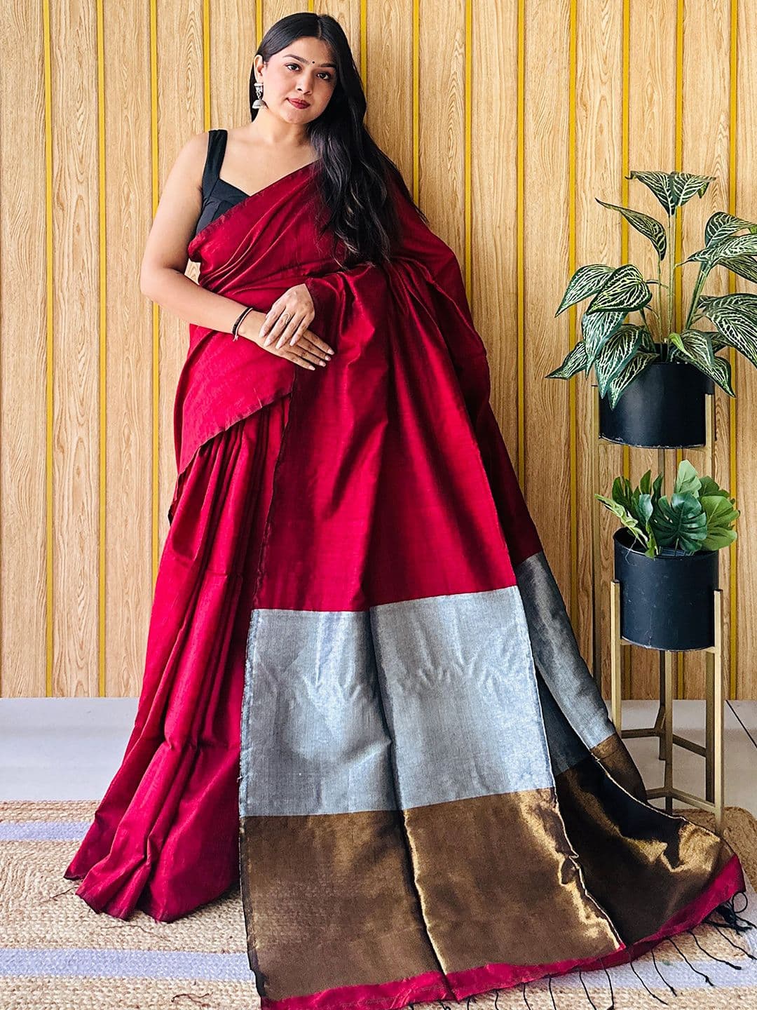 Anouk Colourblocked Pure Cotton Saree - view 1