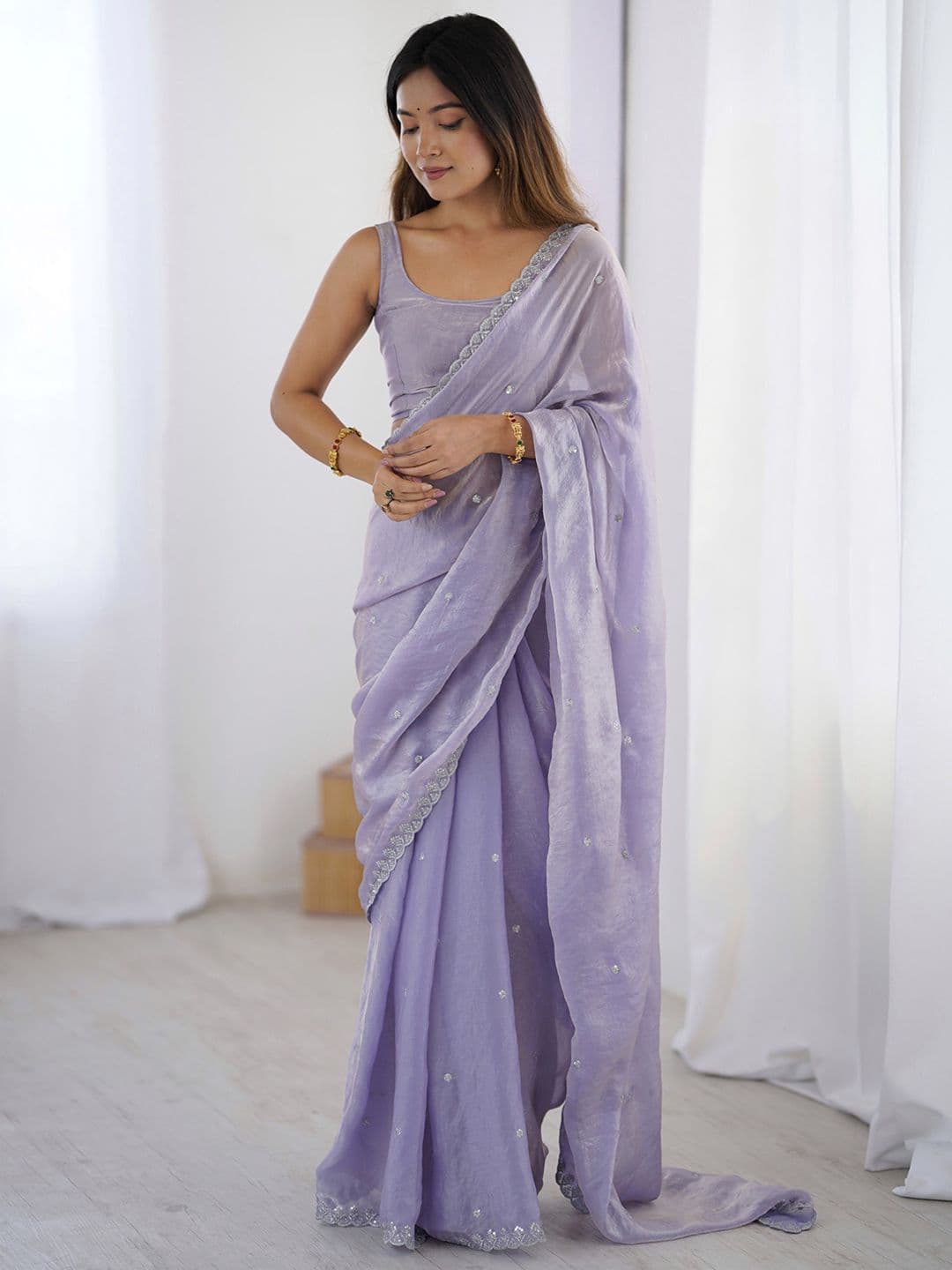 Anouk Women Embellished Sequinned Tissue Saree - view 1