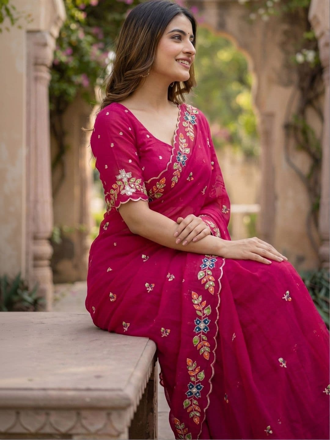 RANGVYRA LIFESTYLE Embroidered Pure Georgette Saree - view 1