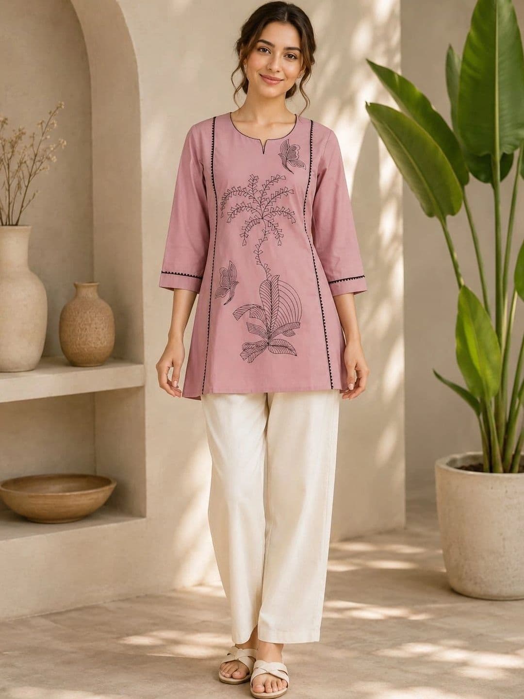 GREEN PEARS Women Printed Top with Trousers - view 1