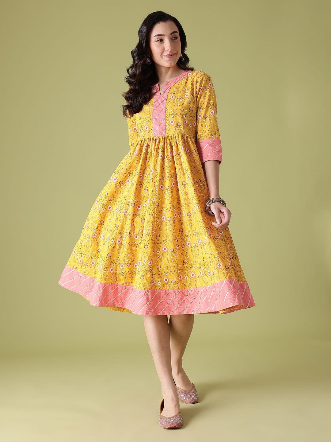 Anouk Ethnic Motifs Print Fit & Flare Midi Dress - view 1