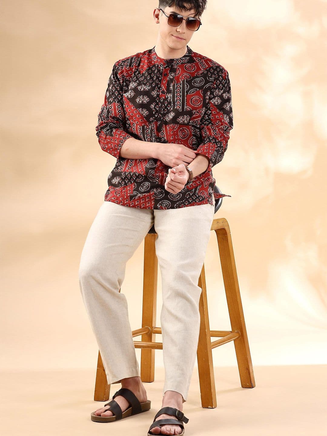 Anouk Ethnic Motifs Printed Cotton Short Kurta - view 1