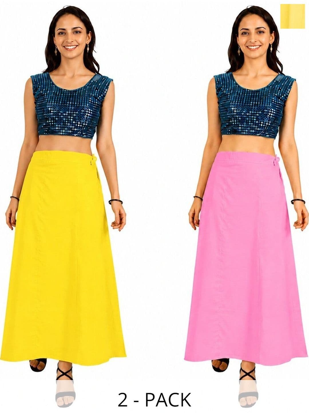 Preeti Creations Pack Of 2 Pure Cotton Seamless Saree Shapewear Petticoats - view 1