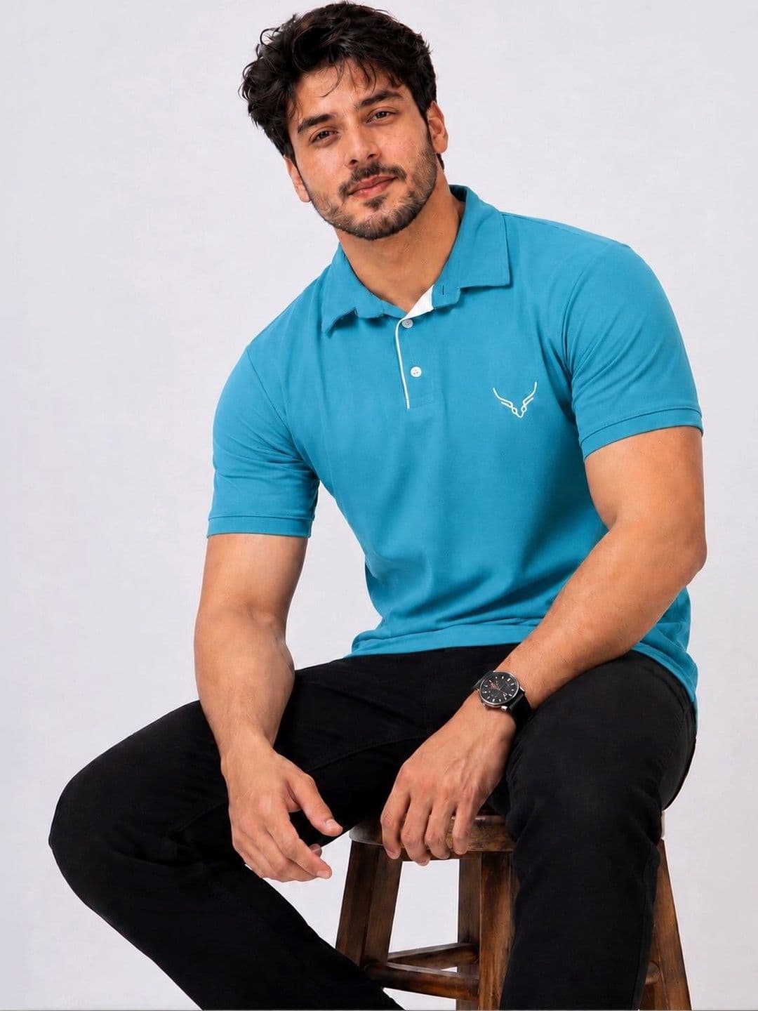 AVRIE Men Brand Logo Polo Collar T-shirt - view 1
