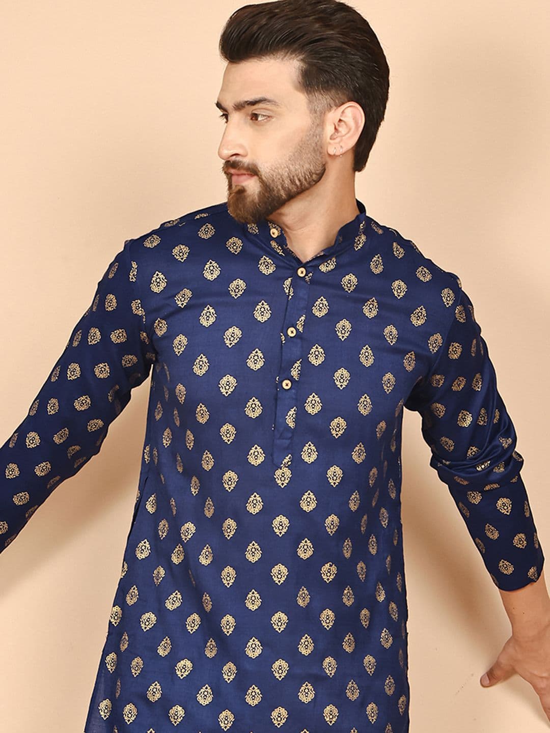 Anouk Floral Printed Mandarin Collar Straight Kurta - view 1
