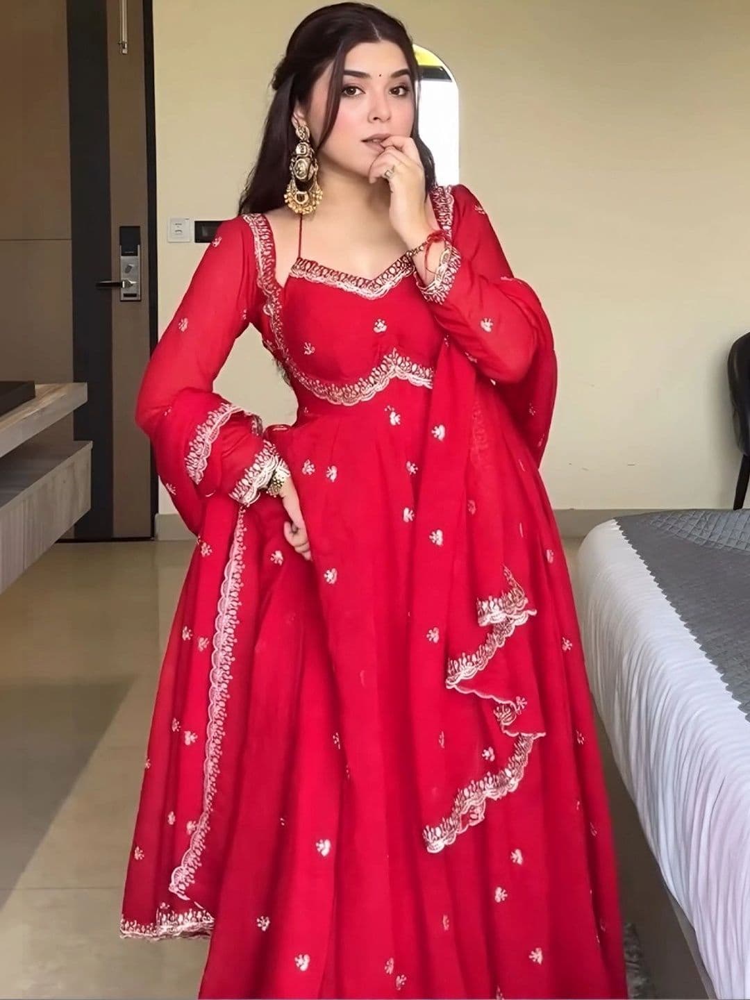 SACi Women Ethnic Motifs Embroidered Empire Kurta with Pyjamas & With Dupatta - view 1