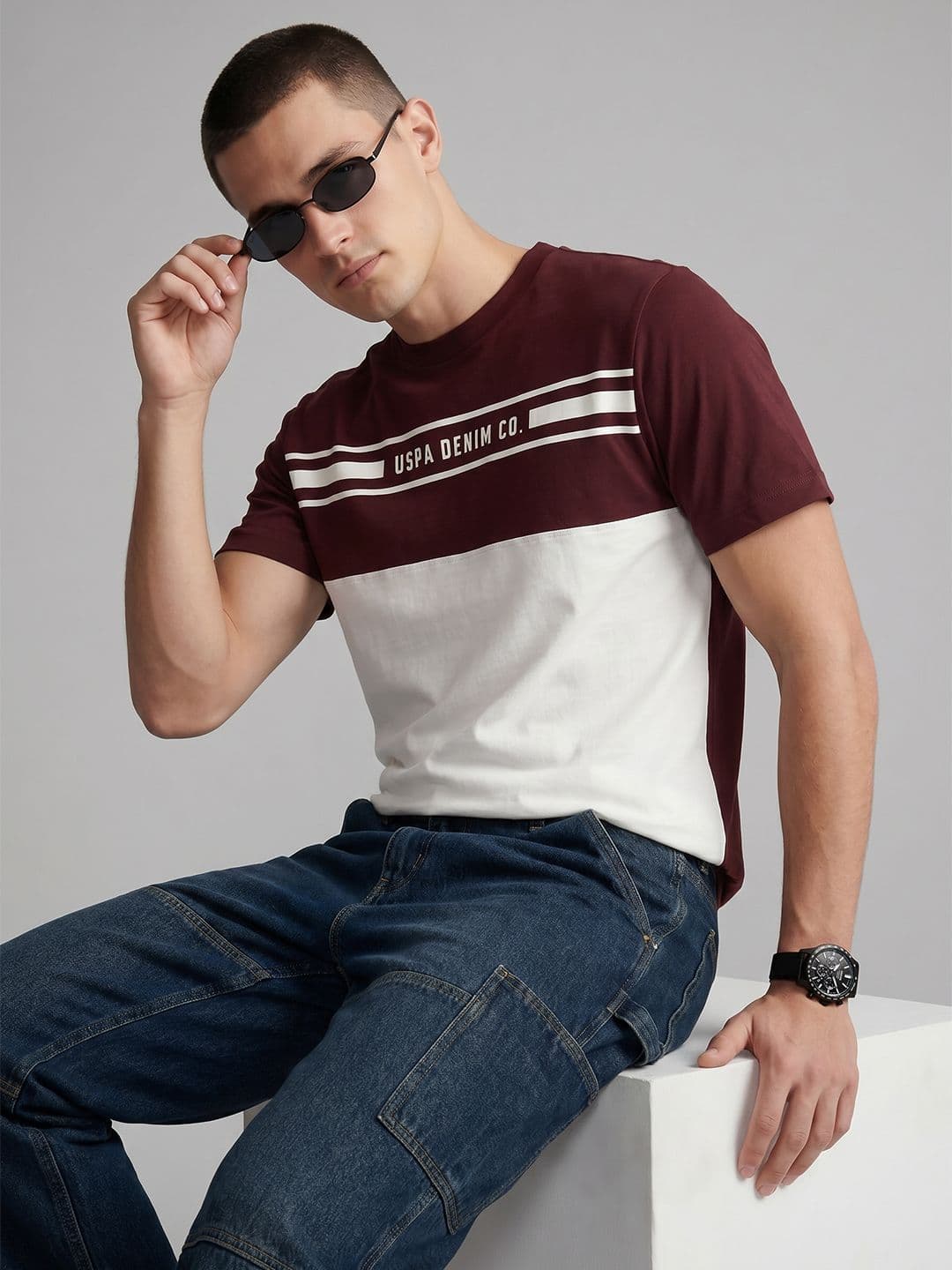 U.S. Polo Assn. Denim Co. Brand Logo Printed Pure Cotton T-shirt - view 1