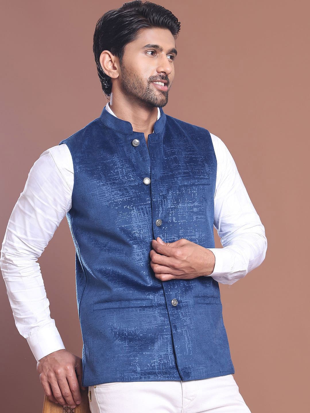 Anouk Printed Woven Nehru Jacket - view 1