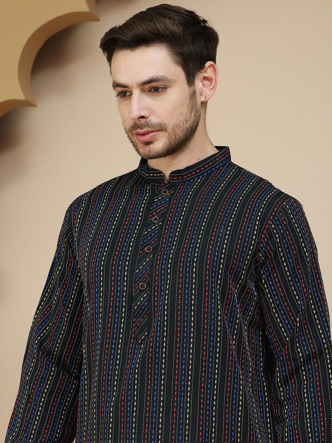 Anouk Geometric Printed Mandarin Collar Straight Kurta - view 1